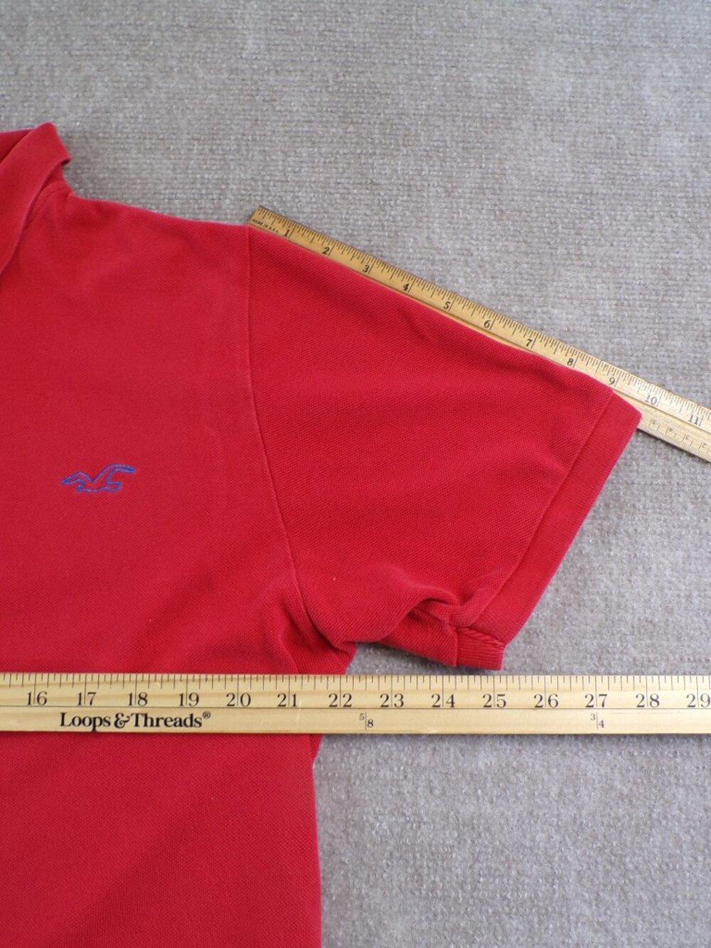 Hollister red polo shirt with embroidered logo. Tagged XXL but runs small - Picture 5 of 7